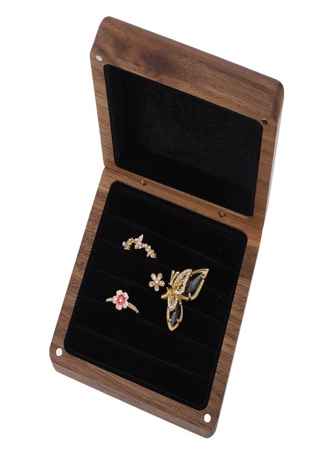 BEUNITONE Solid Wood Jewelry Ring Organizer Case Small Portable Vintage Wooden Jewelry Storage Box Travel Jewelry Ring Holder Case for women, Display Holder Box for Rings Earrings Organizer Weddi - Image 1